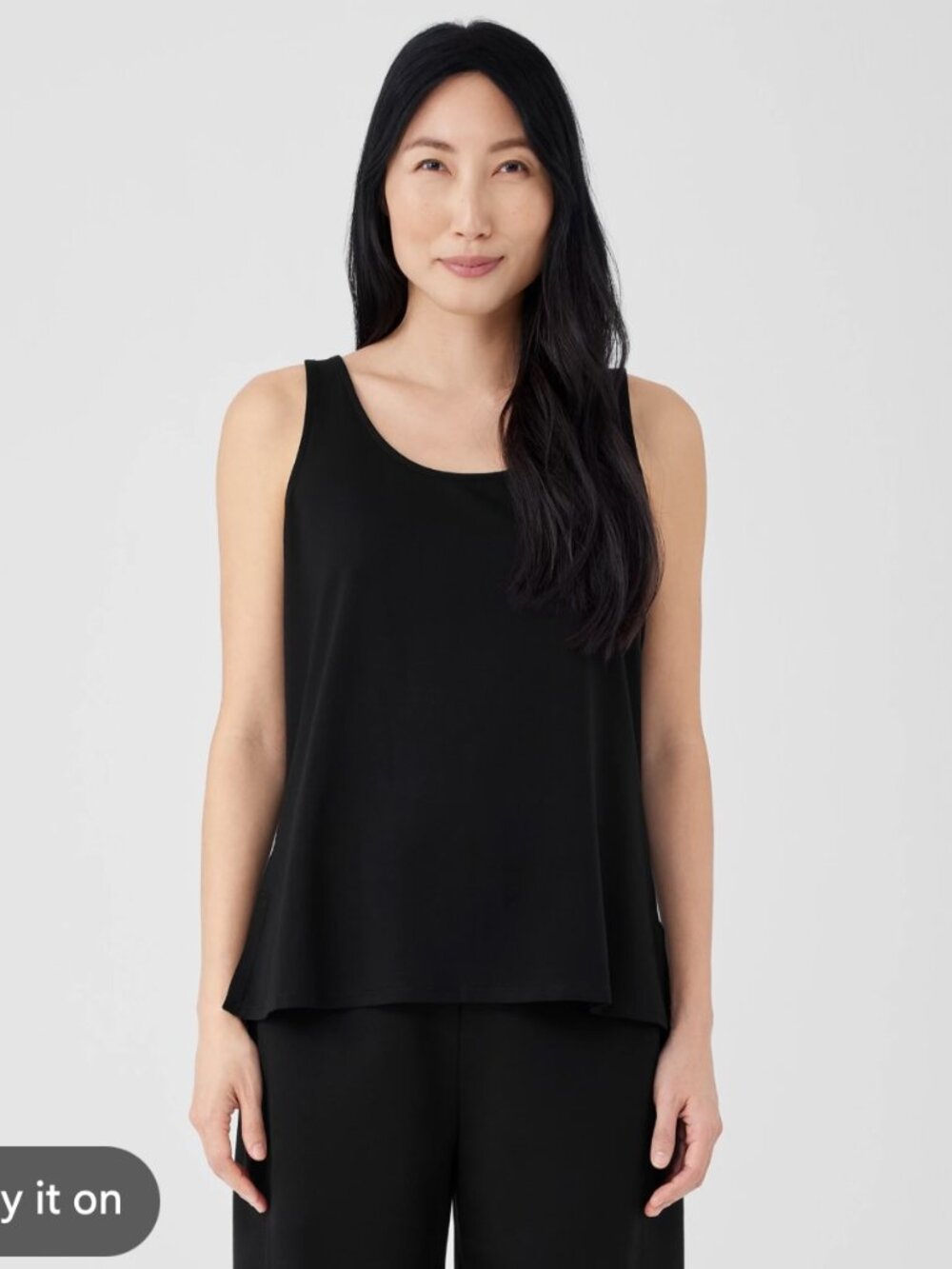 Eileen Fisher Size XL Black Sleeveless Stretch Shell